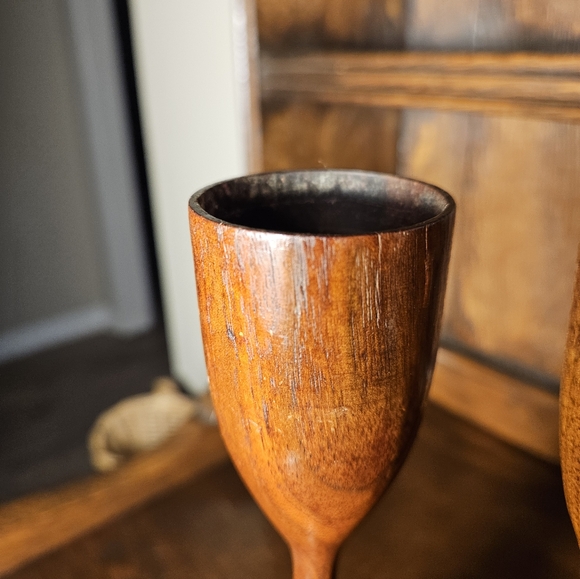 Mid Century Modern Hand Turned Candle Stick Set of 2. - Picture 4 of 10